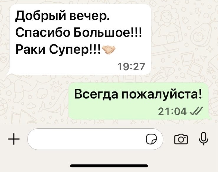 Скриншот отзыва клиента