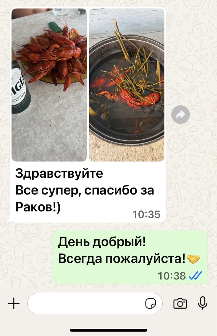 Скриншот отзыва клиента