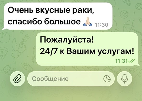 Скриншот отзыва клиента
